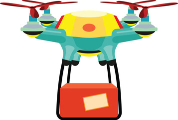 Poster - Modern delivery drone carrying package while flying, autonomous robot shipping and transportation concept