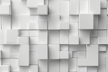 Wall Mural - Random shifted white cube boxes block background wallpaper banner with copy space, modern, smartphone