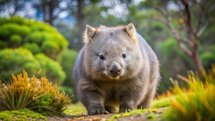 Sticker - a wombat with beautiful natural background