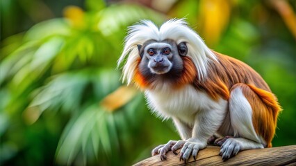 Sticker - a tamarin with beautiful natural background