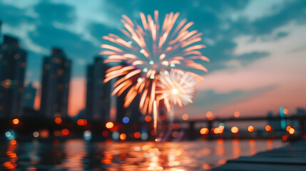 Poster - Golden Firework Celebrate Anniversary Independence