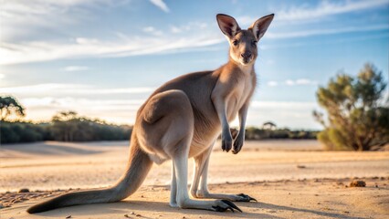 Sticker - a kangaroo with beautiful natural background