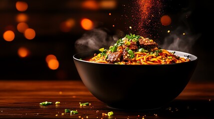 A bowl of Lanzhoustyle handpulled noodles with clear broth, tender beef slices, and fresh cilantro, served on a rustic wooden table