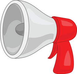 Sticker - Red and grey megaphone making an announcement on a white background