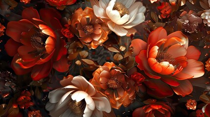 Wall Mural - Deep Red and Golden Petals in a Velvet Embrace