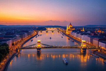 Cityscape of historic city with bridges