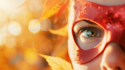 Wall Mural - Detailed shot of a homemade superhero costume, showcasing the creativity and effort put into Halloween attire.