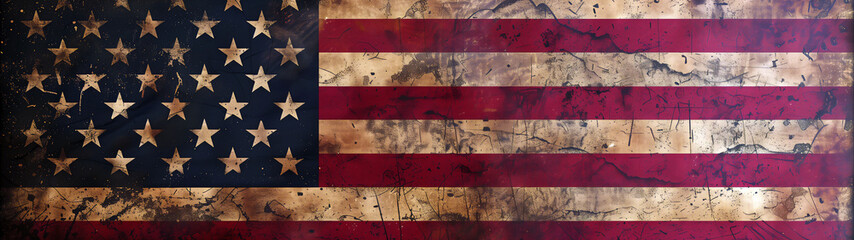 Wall Mural - American flag of the United States of America background with a distressed vintage weathered effect also known as the Stars and Stripes, Americana stock illustration image