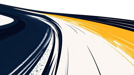 Wall Mural - Abstract racing design, blue white and yellow color scheme, speed lines, minimalism, grainy texture