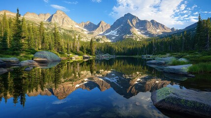 Wall Mural - Serene Mountain Lake Reflection