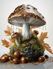 Sticker - Mushroom in autumn landscape 