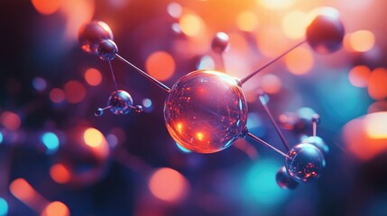 Poster - Creative composition of abstract atoms molecules and fractal elements serving as a complementary graphic for themes in biology chemistry technology science and education
