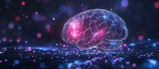 Poster - 3D rendering of a brain illustrating mental cognition creative thought processes and innovative ideas