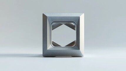 Fototapete - Retro style grey emblem featuring a geometric cube on a white background