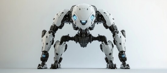 Poster - Futuristic military robot isolated on a white backdrop