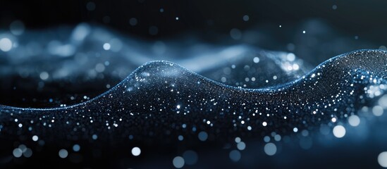Poster - Abstract 3D illustration depicting advanced mobile technology with a dark backdrop featuring a plexus design and depth of field effect