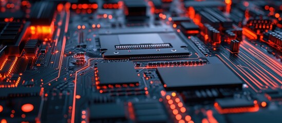 Poster - Close up of an electronic mainboard showcasing a computer s internal components