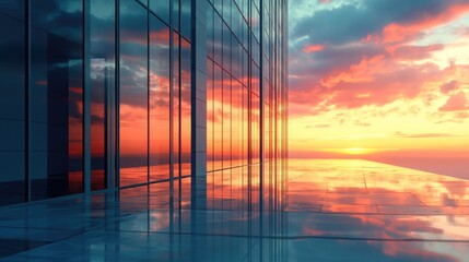 New sealed glass units on a construction site with a sunset sky Preparing for window installation showcasing reflections of the evening sun in double glazed windows