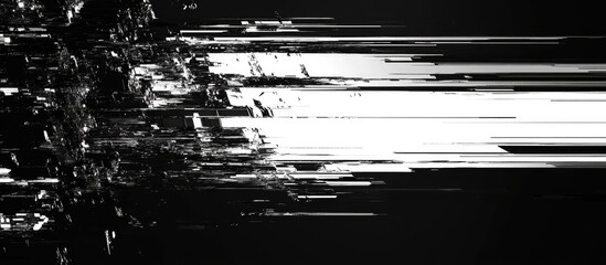 Fototapete - Abstract black and white digital glitch texture background
