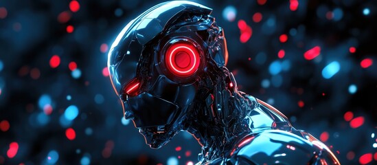 Poster - furious 3d rendering of a cyborg character