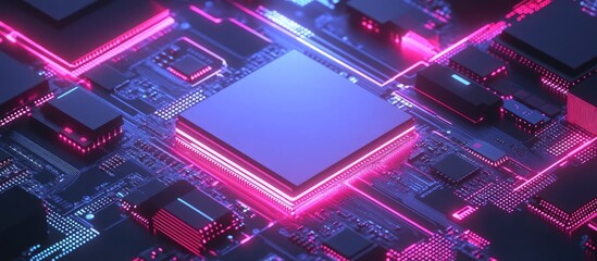 Aufkleber - Isometric view of a modern CPU computer processor A technological chip representing innovative technology microprocessors circuit boards and motherboards in 3D design