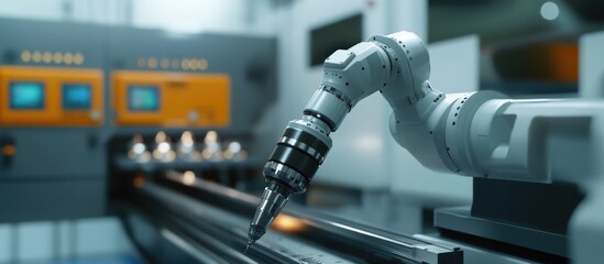 Poster - CNC milling machine equipped with robotic arm for precision control