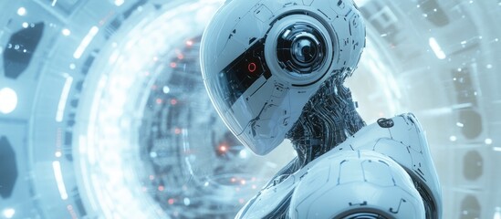 Poster - 3D illustration showcasing a robotic test scenario featuring intricate design elements and futuristic technology concepts