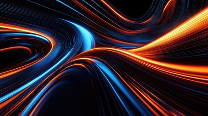 Poster - Vibrant abstract swirling lines illuminated in the dark