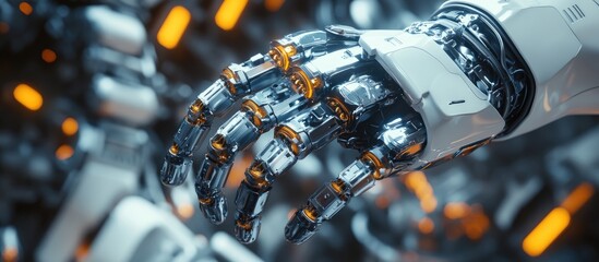 Poster - Metal robot layout with components Illustration created on distinct layers