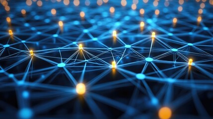 Poster - Abstract background featuring interconnected dots and lines illustrating a network connection structure with a 3D plexus effect