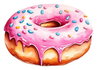 Canvas Print - PNG Cute donut dessert food cake.