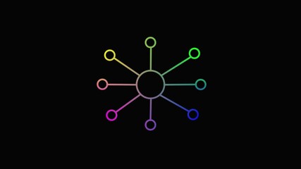 Network concept animation. Digital topology on black background