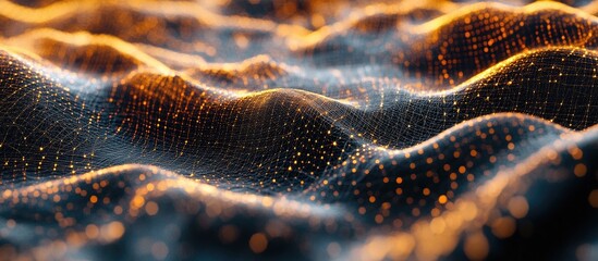 Poster - Abstract background featuring a dynamic futuristic wave in a point cloud style 3D rendering captures the essence of modern design