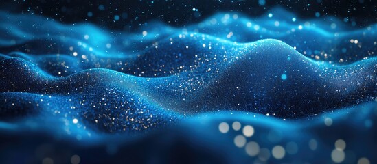 Aufkleber - Abstract wave of particles with a shiny blue technological background Illustration