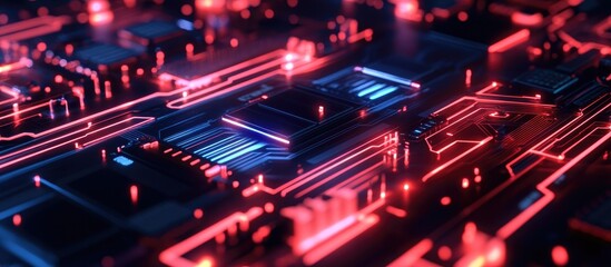 Poster - Futuristic abstract background featuring a 3D illustration of a circuit board design