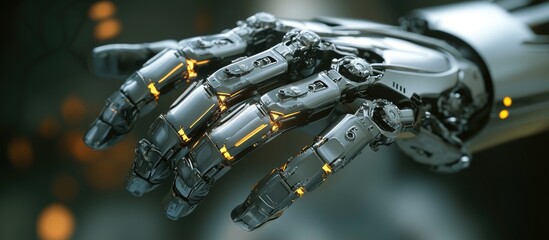 Poster - Metal fingers designed as a robot showcasing bolt connections and welding techniques