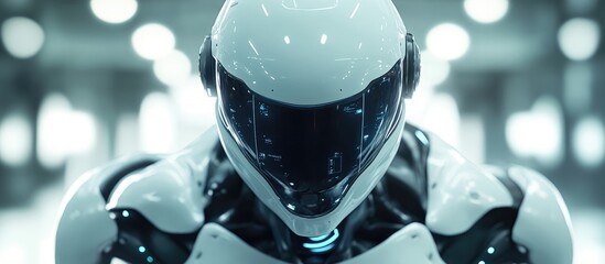 Aufkleber - Smart robot utilizing AI technology to execute commands and generate results showcasing a futuristic transformation in automation and assistance