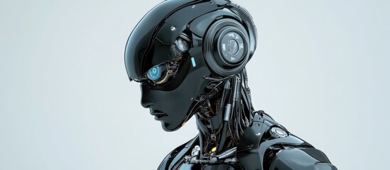 Wall Mural - stylish black robotic figure in profile view robotic being