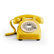 © josemaria - Vintage yellow telephone from the 70s as a concept of contact, communication and answering customers, with transparent background and shadow
