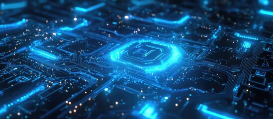 futuristic background featuring blue cyber circuits representing advanced technology concepts