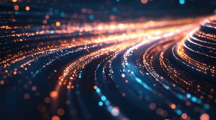 Poster - Abstract lights and linear elements converge in an exploration of contemporary technology science and education themes