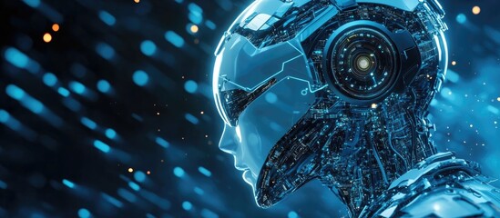 Aufkleber - 3D Render of a Digital Robot Technology Background