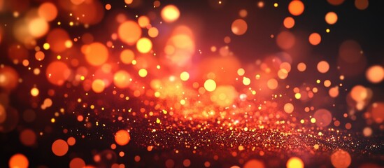 Poster - Red and fiery orange bokeh against a dark backdrop creating an abstract aesthetic suitable for modern themes and festive occasions
