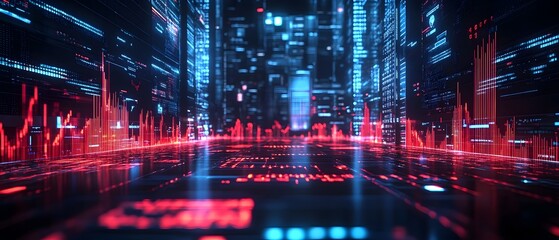 Poster - futuristic ai powered financial trading floor with glowing data streams automated systems and dynami