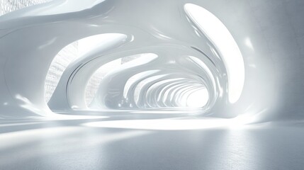 Poster - Modern white architectural background featuring a futuristic design Interior space concept rendered in 3D
