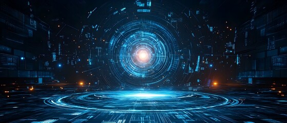 Poster - glowing futuristic ai powered security system with real time monitoring and predictive threat analys
