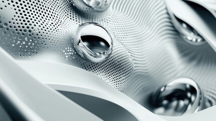 Poster - Light gray background features white and silver elements complemented by a black gradient creating a sleek surface with gray and silver tones