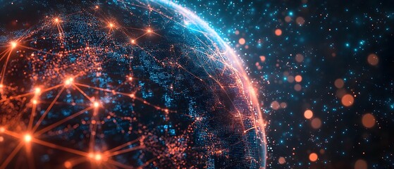 Poster - glowing ai powered digital globe with data streams flowing into it representing global connectivity 