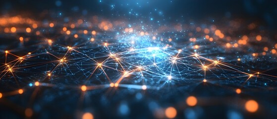 Poster - glowing ai powered digital network with interconnected algorithmic nodes symbolizing dynamic connect