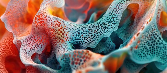 Poster - Abstract close up of colorful textures resembling natural patterns with intricate details showcasing vibrant hues and unique forms